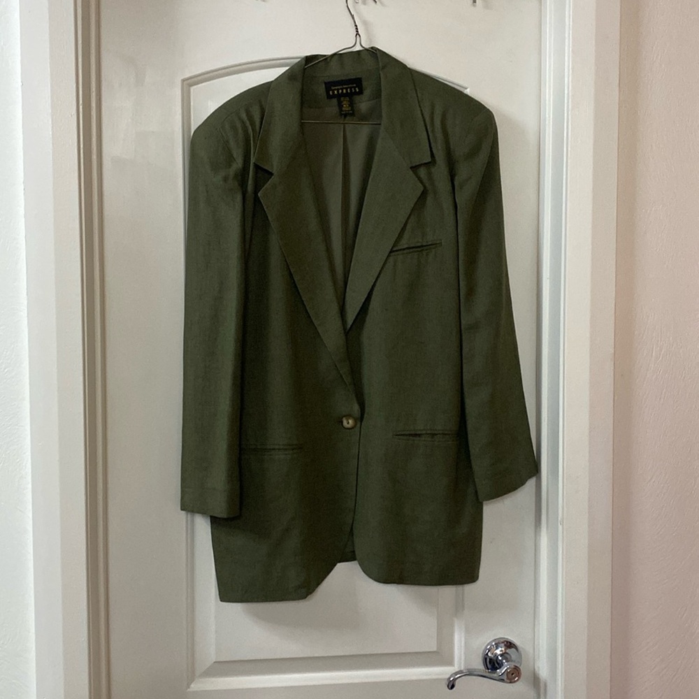 Women's olive green linen blazer